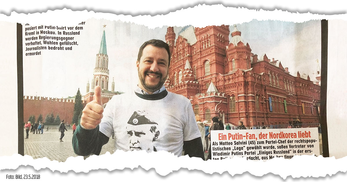 EU und NATO zittern vor Italiens neuer Rechtsregierung. Putin-Freund Salvini wird Innenminister.