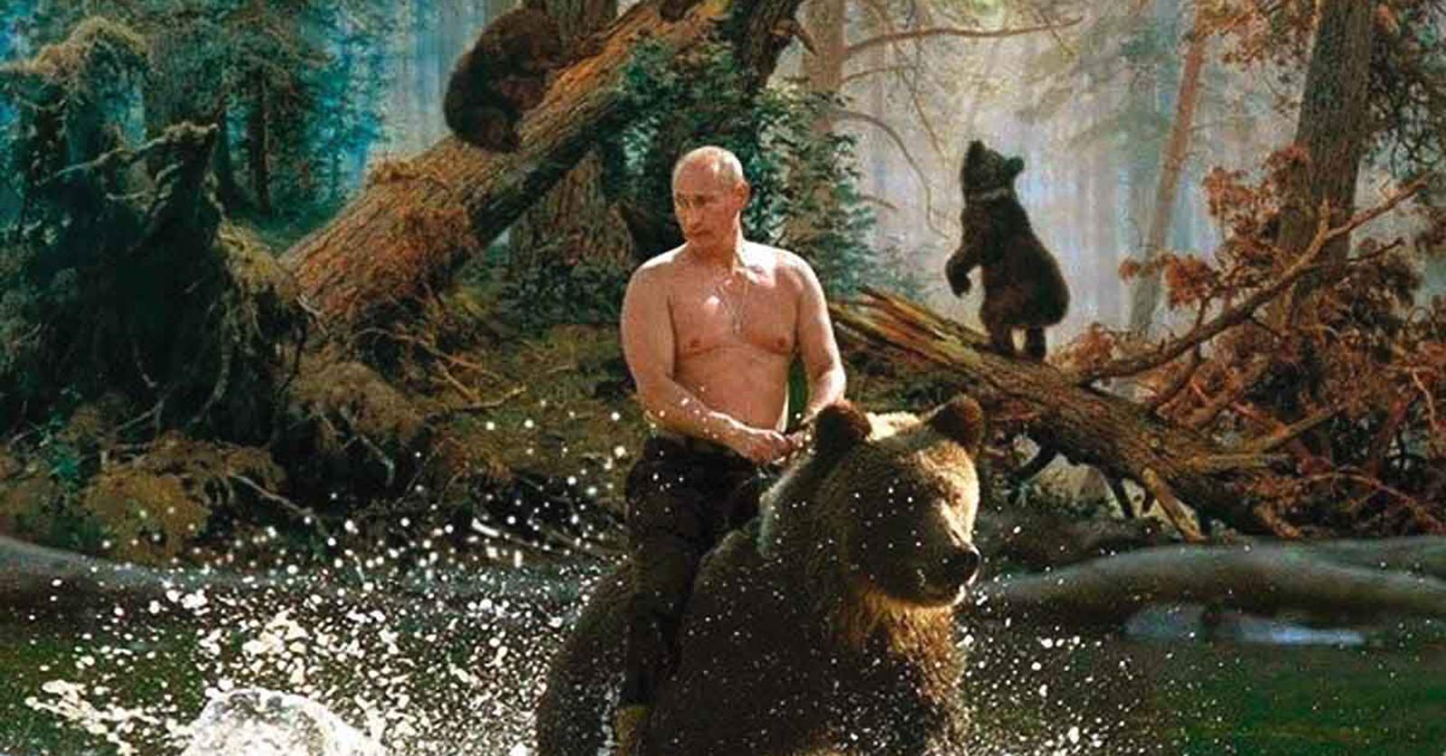 Владимир Путин на медведе