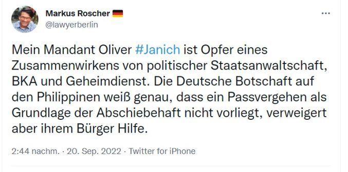 Janich Anwalt Haft
