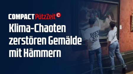Klima-Chaoten zerstören Gemälde mit Hämmern