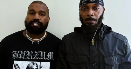US-Rapper Kanye West (l.) im Burzum-Shirt. Daneben steht Musikerkollege Barrington DeVaughn Hendricks alias JPEGMafia. Foto: Screenshot Instagram/jpegmafia