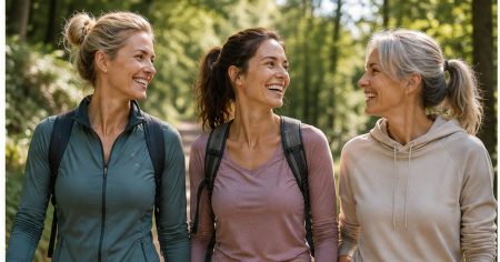 Drei Wurzeln, drei Wege Drei lebensfrohe Frauen verbringen gemeinsam eine entspannte Zeit im Freien.