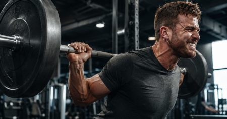 Mehr Kraft, bessere Regeneration Mann trainiert intensiv mit einer Langhantel – Symbol für Krafttraining, Muskelaufbau, Regeneration und körperliche Leistungsfähigkeit